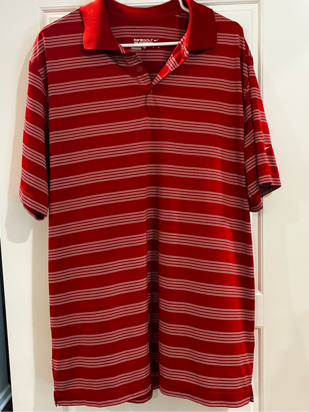 Nike Men’s Red Polo with White Stripes